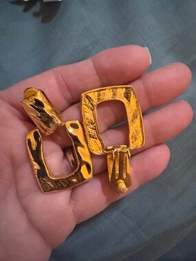 Gold-Tone Geometric Clip-On Earrings